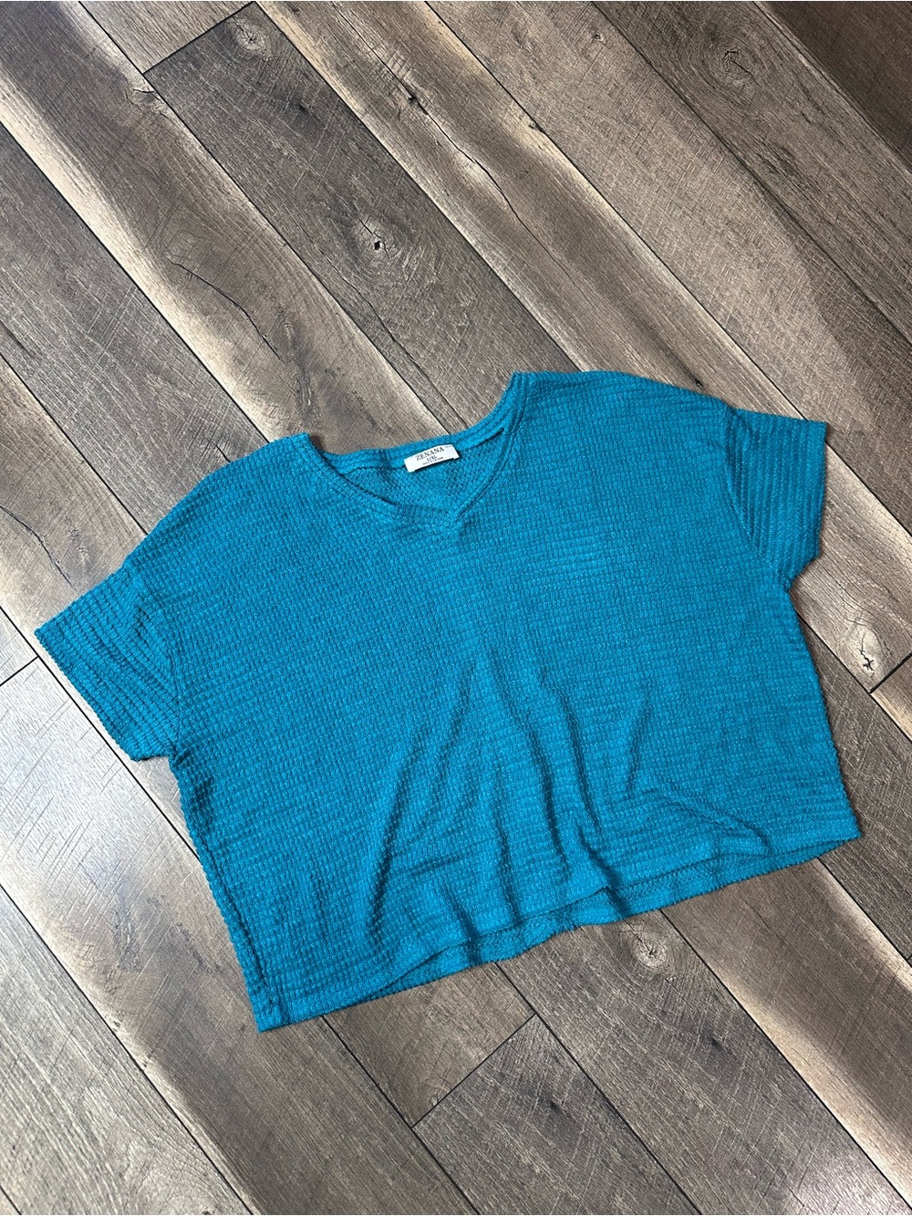 Zenana Oversized Waffleknit Short Sleeve
